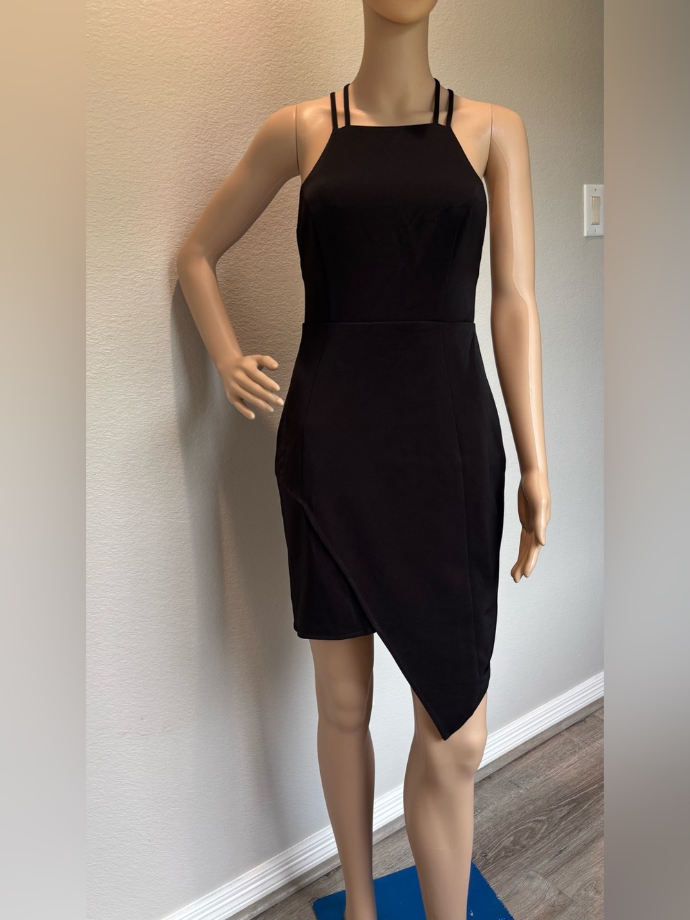 Express Black Asymmetrical Halter Sheath Dress - Picture 9 of 13